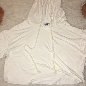 Cropped White Hoodie